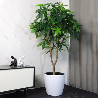 Dexceder 13x12 Self Watering Planter with Wheels Indoor Outdoor, Inner Pot Design, Thickened Large Floor Standing Flower Plant Pot with Water Level Indicator (White Matte)