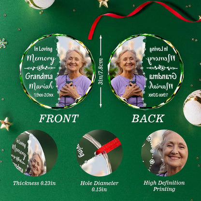 Personalized Christmas Ornament with Photo - Custom in Loving Memory Picture Ornaments, Customized Memorial Hanging Ornament, Sympathy Keepsake Gift for Loss of Loved One
