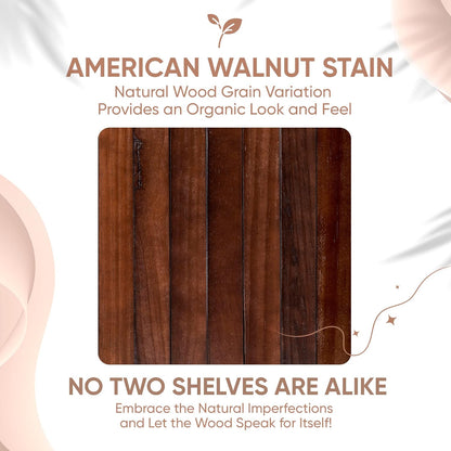 Homeforia Walnut 12 inch Floating Shelf, High End Solid Real Wood Small 12inch Floating Shelves for Wall Mounted, Dark Brown 12in Floating Shelves, Heavy Duty Bracket, 12 X 6.5 X 1.75 inches, Set of 3