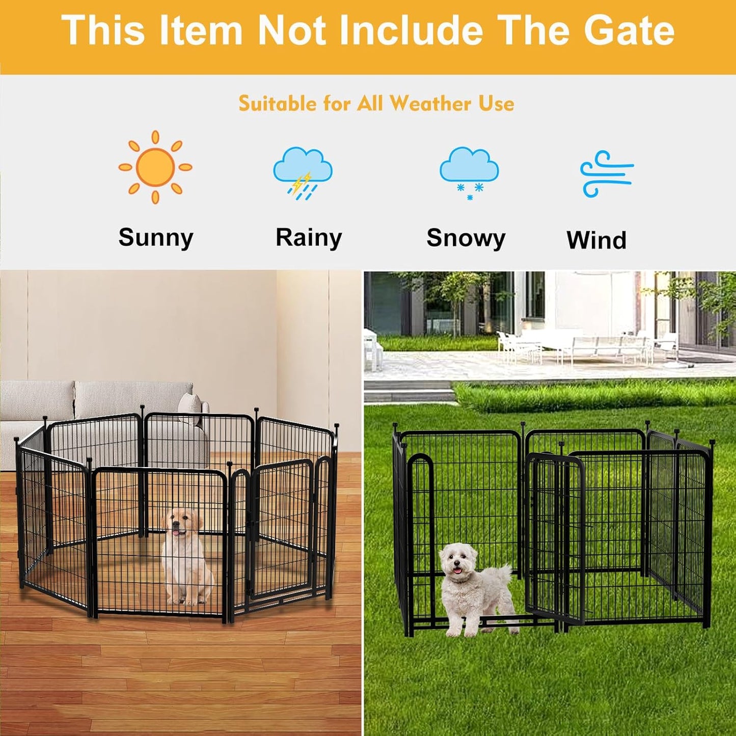 Garden Fence 36 Inch 14 Panels Without Gate, Inside and Outside, Total 31 Ft(l) Garden Fence for Yard and Dog, Black Dog Pen, Heavy Duty Pet Puppy Exercise Pen for Rv Camping