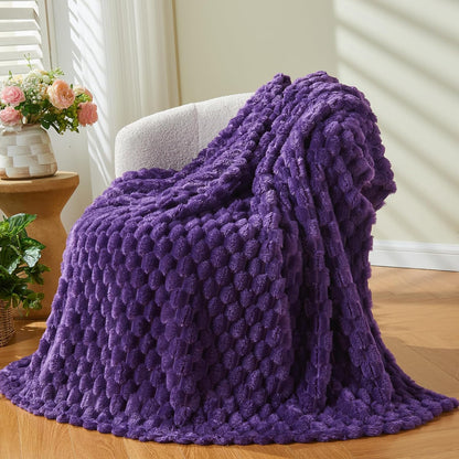 NEWCOSPLAY Super Soft Throw Blanket Purple Premium Silky Flannel Fleece 3D Clouds Stylish Jacquard Lightweight Bed Blanket All Season Use 350GSM (Purple, Throw(50"x60"))