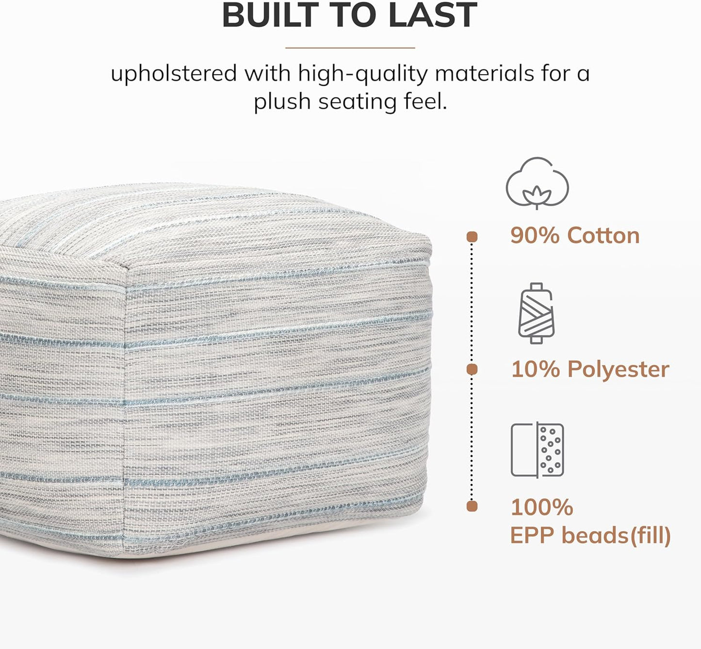 Anji Mountain 22"x22"x16" Handmade & Handcrafted Ottoman Pouf Comfortable Pouf Ottoman Foot Rest & Home Décor Accent for Living Room, Bedroom, Nursery, Kids Room, Patio