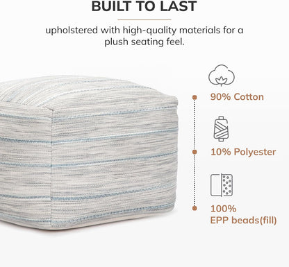 Anji Mountain 22"x22"x16" Handmade & Handcrafted Ottoman Pouf Comfortable Pouf Ottoman Foot Rest & Home Décor Accent for Living Room, Bedroom, Nursery, Kids Room, Patio