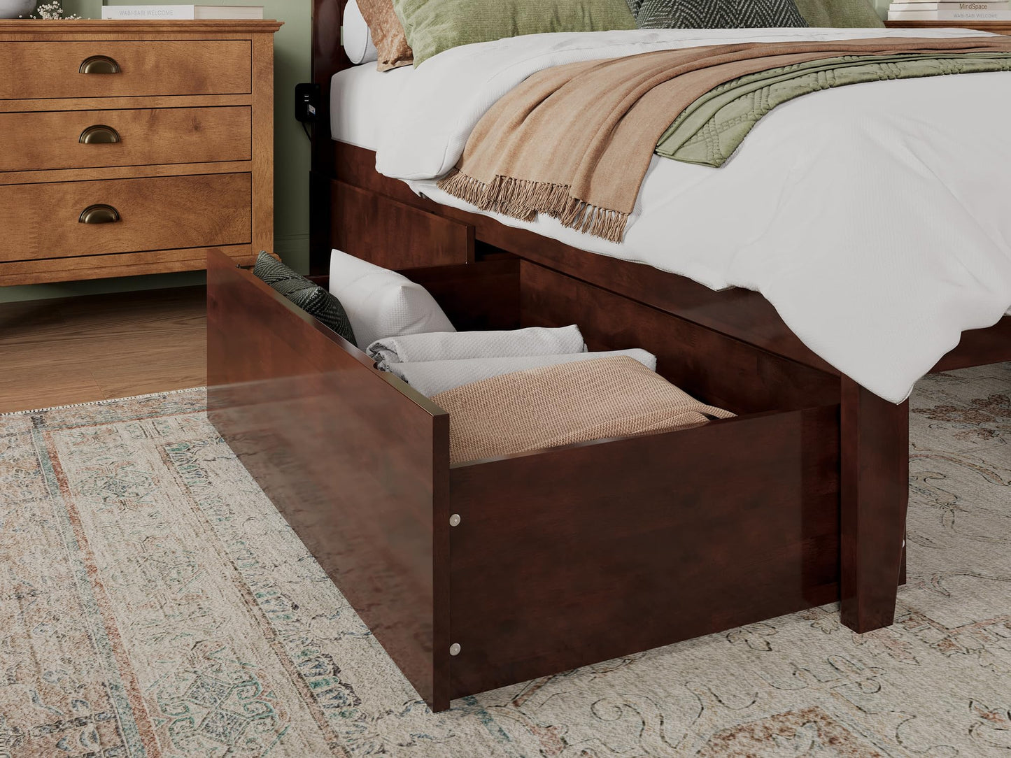AFI Queen/King/Twin XL Under Bed Storage Drawers (Set of 2), Walnut