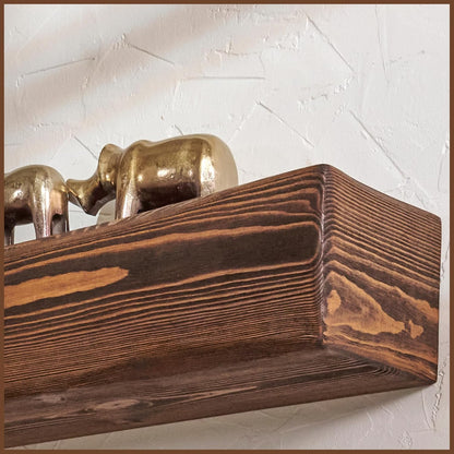 Handmade Fireplace Mantel Shelf, Extra Wide Rustic Wood Mantles for Over Fireplace, Wall Mounted Floating Mantel Shelves for Living Room Decor (Light Walnut, 60 inches)