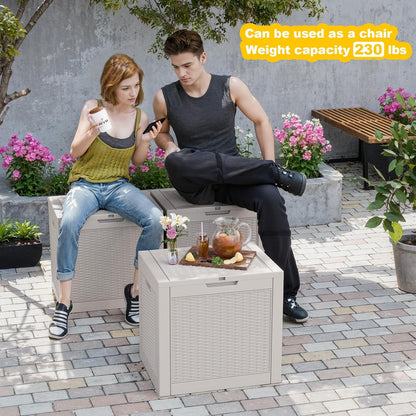 Vixzen 31 Gallon Resin Deck Box, Lockable Outdoor Storage Box for Patio Cushions Storage Furniture,Garden Tools, Pool Supplies, Weatherproof and UV Resistant- Grey