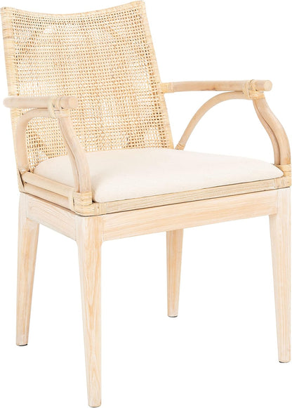 SAFAVIEH Home Collection Gianni Natural Wash/White Cushion Living Dining Room Bedroom Office Foyer Arm Chair SEA4011B