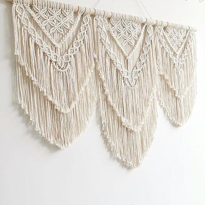 Achart Macrame Wall Hanging Large- Boho Wall Decor- large wall art- Wall Decor Living Room- Macrame Tapestry Boho Decor for Bedroom (Beige-H)