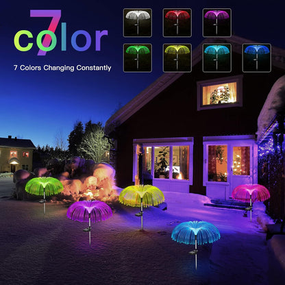 Vosaro Solar Flower Lights Outdoor Garden Decorations Waterproof, 7 Color Changing Decorative Solar Stake Light for Yard Pathway Patio Lawn Party Wedding Decor, 3 PCS