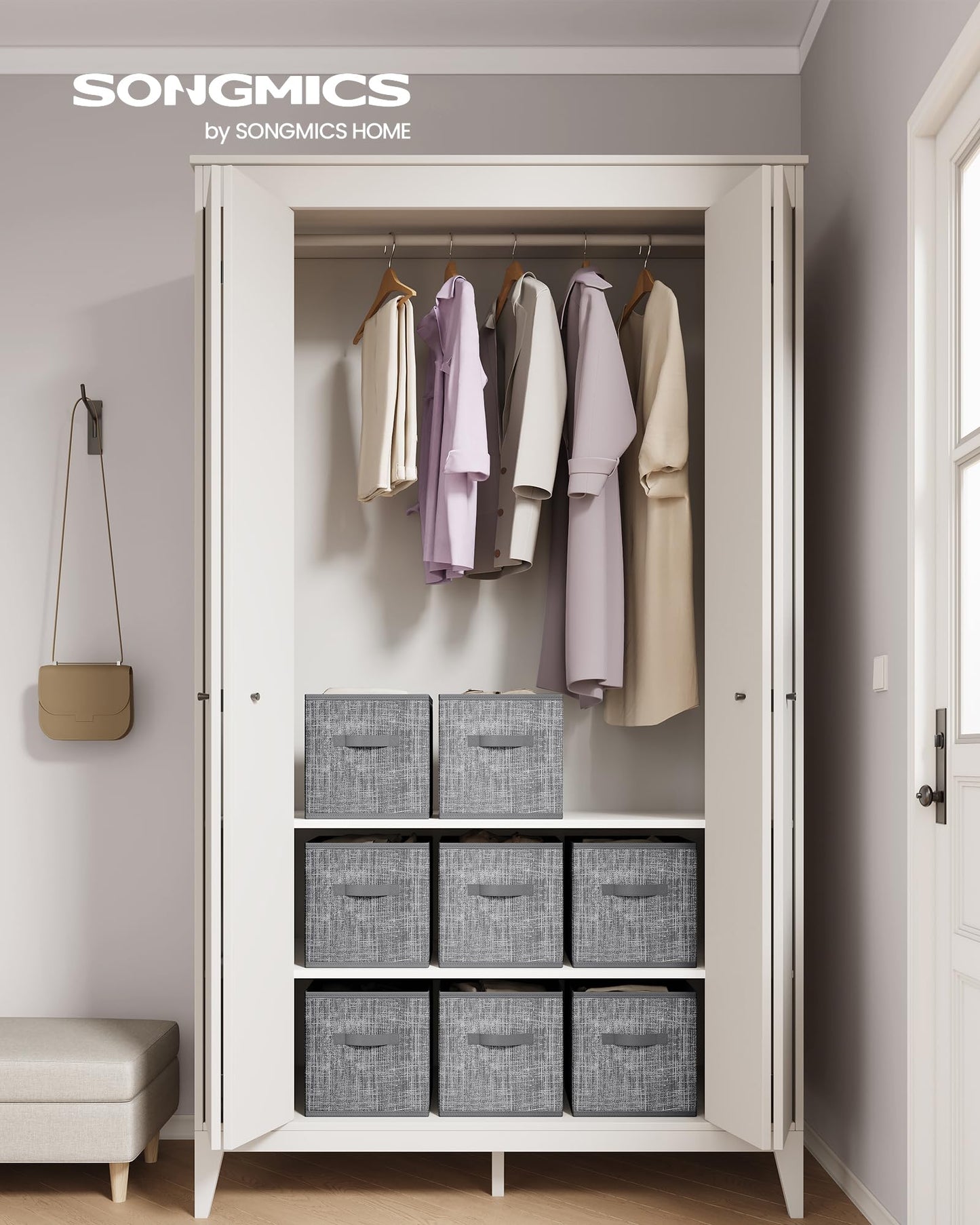 SONGMICS Storage Cubes, Set of 8, 11.8-Inch Foldable Closet Organizers