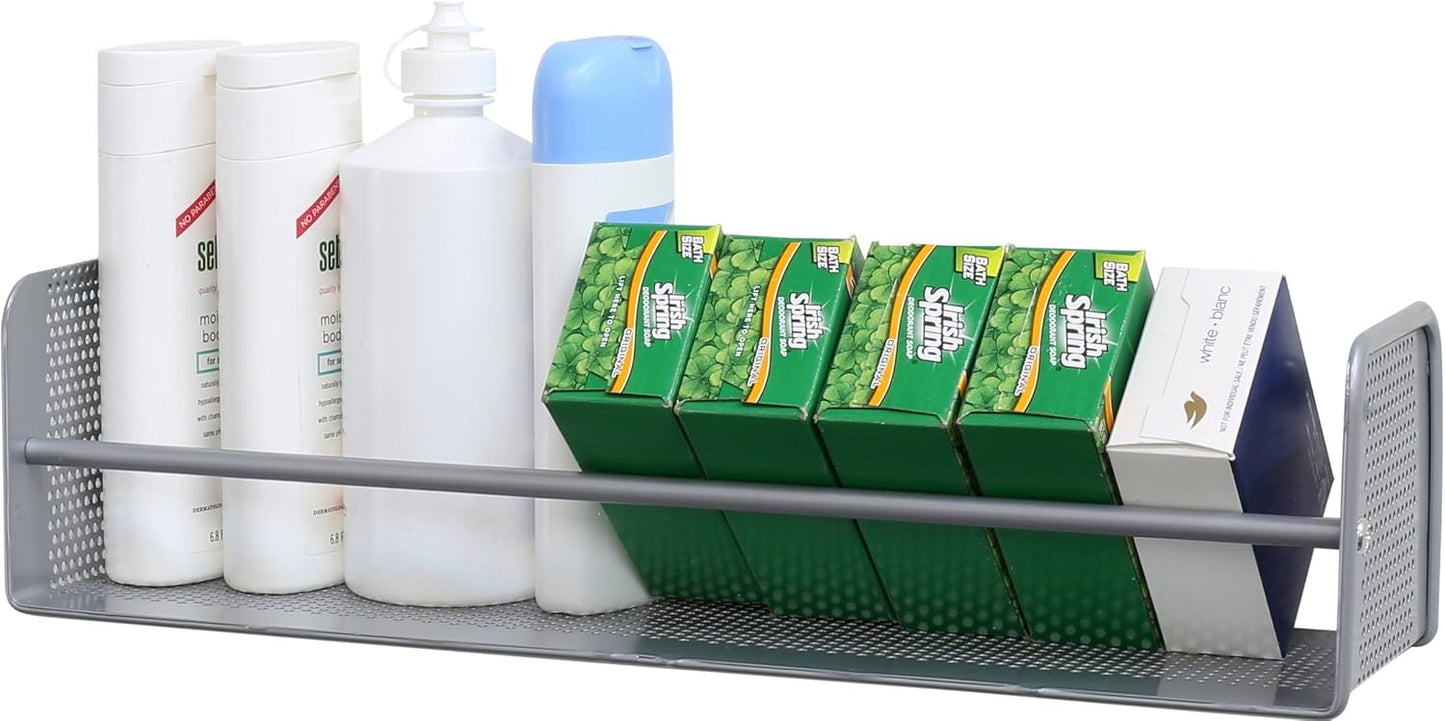 Simple Houseware Wall Mounted Spice Rack, Silver, Set of 2