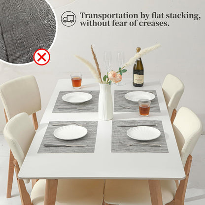 Leetaltree Silver Placemats Set of 6 - Heat Resistant Non-Slip Place mats for Dining Table, Washable Durable PVC Vinyl Woven Table Mats（Silver, 6）