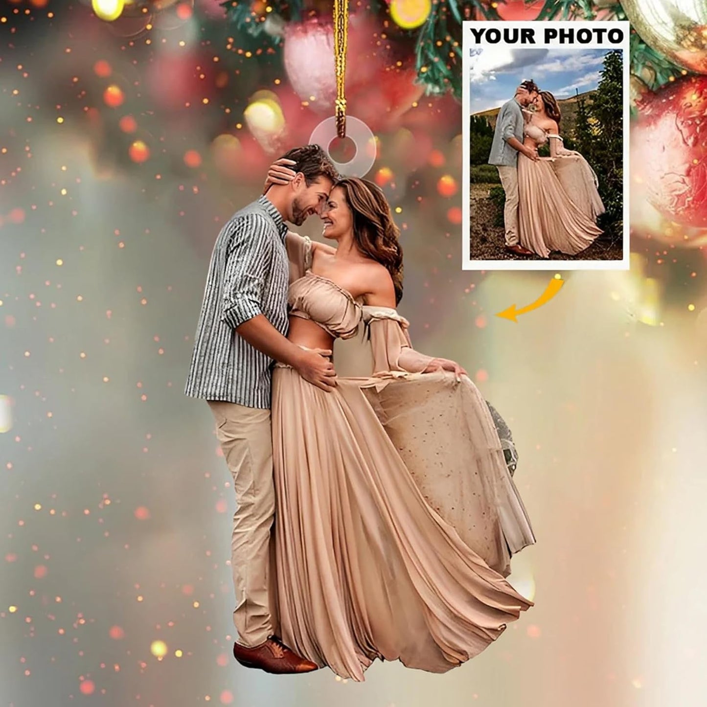 NAZENTI Personalized Couple Photo Ornament, Couple Keychain Gifts for Boyfriend Girlfriend Him Her, Faceless Portrait Ornament, Couple Gift for Anniversary, Birthday, or Valentines Day