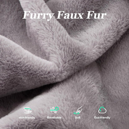 Hobestluk 3 in 1 Bean Bag Chair Giant Bean Bag Chairs for Adults with Chevron Plush Fur Cover Convertible Bean Bag Floor Cushion with Machine Washable Cover for Living Room (Plush Grey)