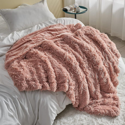 GONAAP Fuzzy Faux Fur Throw Blanket Pink Super Soft Cozy Plush Fuzzy Shaggy Blanket for Couch Sofa Bed (Pink, Throw(50"x60"))