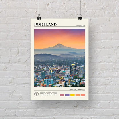 StudioUBILA Portland Wall Art Poster, Decorative Cityscape Landscape Art Prints, Home Decor Wall Art Print for Bedroom Living Room Kitchen Decorations, Unframed