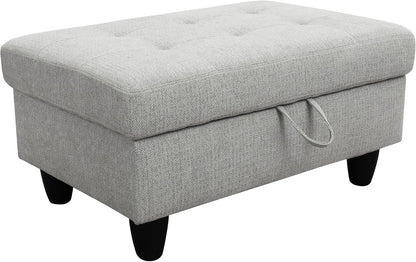 Ottoman Rectangular Storage Ottoman Bench, Flannel Footrest Stool Footstool with Lid for Living Room, Bedroom, Entryway, Gray, 35"x23.5"x17.5"