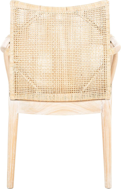 SAFAVIEH Home Collection Gianni Natural Wash/White Cushion Living Dining Room Bedroom Office Foyer Arm Chair SEA4011B