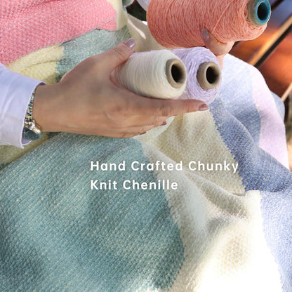 Soft Chenille Yarn Throw 36"x48", Handmade Knit Throw Blanket, for use in All Seasons, Soft Cozy Warm Knitted Blanket for Bed Sofa, Couch Chair, Living Room(1.37Ib)
