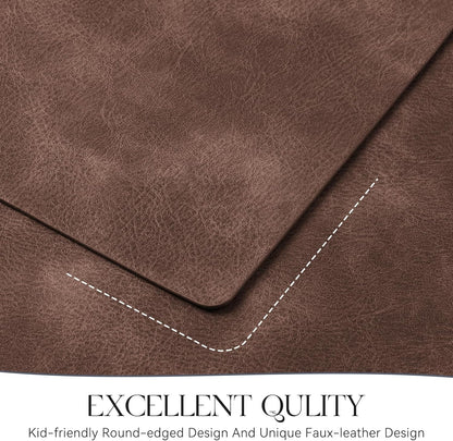 MOSAYT Vinyl Placemats Set of 6-12 X 17 Inch - Faux Leather 100% Waterproof Oil-Proof Wipeable PU Place Mats, Heat Resistant Reversible Table Mats for Kitchen, Dining, Outdoor (Coffee)