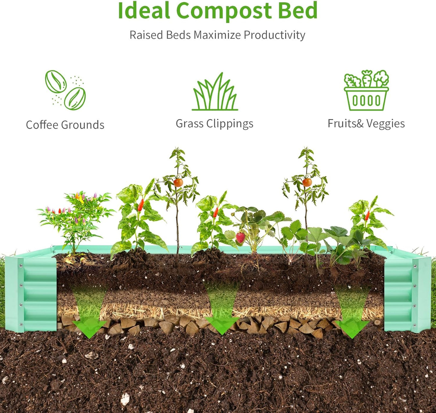 Land Guard 8×4×1ft Galvanized Metal Raised Garden Bed, Metal Planter Kit Box Outdoor for Deep-Rooted Vegetables, Flowers, Green and Herbs (Lime Green)…