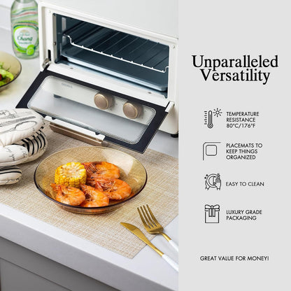 Placemats Set of 4 - Easy Clean Woven Vinyl Placemat for Dining Table, Indoor/Outdoor Place Mats, Washable PVC Table Mats（Beige）