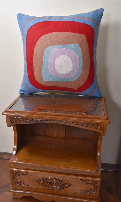 Kandinsky Modern Pillow Cover - Ruby Abstract Pillows | Contemporary Pillows | Mid Century Chair Cushions | Handmade Wool Size 18x18