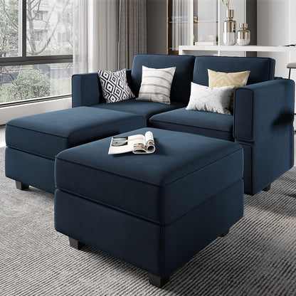 Belffin Modular Sectional Sofa with Reversible Chaise L Shaped Couch with Ottoman Modular Sofa Couch with Storage Blue