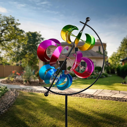 Wind Spinner for Garden and Yard - Large Metal Kinetic Wind Sculpture for Outdoor Decor (Moons)