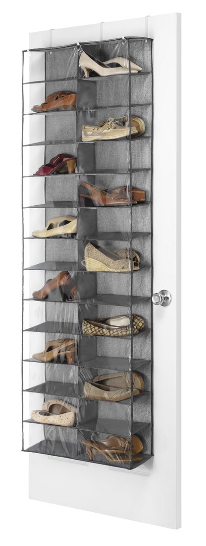 Whitmor Over The Door Shoe Shelves - 26 Sections - Crosshatch Gray & Hanging Boot File - Hanging