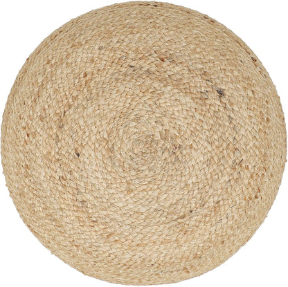 REDEARTH · Jute Circular Pouf Ottoman - Braided Pouffe Accent Sitting Round Footrest for Living Room, Bedroom, Nursery, kidsroom, Patio, Gym; 100% Jute Set of 2 (19.5"x19.5"x14"; Jute Natural)