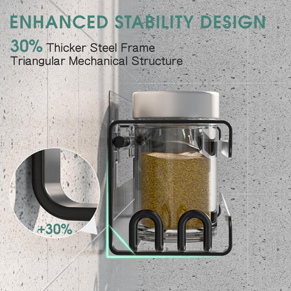 LUCYCAZ 4 Pack Wall Mounted Spice Rack with 16 Hooks, Spice Organizer Shelf for Stove Cabinet Pantry Door,Screw or Adhesive Spice Shelf Hanging Wall Spice Rack in Kitchen and RV (Black, 4 PACK)