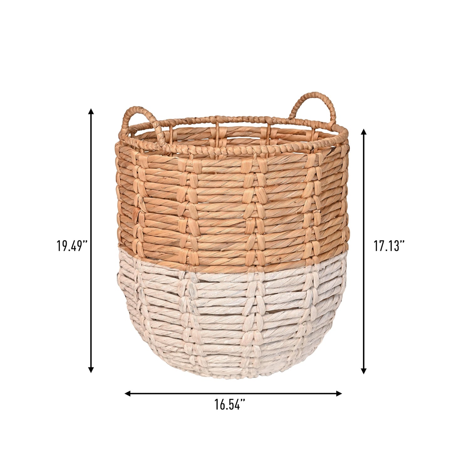 happimess Laurel Hand-Woven Abaca Storage Basket 19", Natural/White
