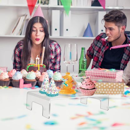 Jusalpha 6mm Thickness Clear Acrylic Display Riser with Tray Handles For Laptop, Notebook, Retail Display Food Display,12" x 8" x 3"