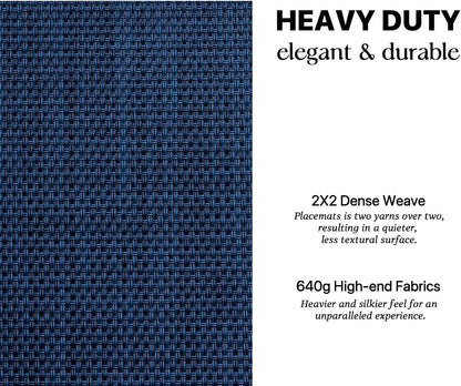 LEXMORE PlaceMats Set of 12 Vinyl/Plastic Woven Place Mats for Kitchen Table Indoor/Outdoor Washable PlaceMats Wipeable Dining Table Mats(Navy Blue)