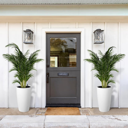 22" Tall Round Planter Set of 2, Self Watering Pots for Indoor Plants, Large Flower Pot Outdoor with Built-in Drainage and a Water Level Monitor, for Patio, Porch, Living Room, or Home Office, White