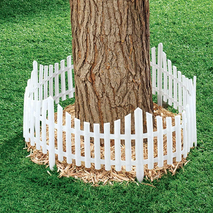 Flexible Fence Edging - Decorative Pickets (6"-13" High), Interlocking Design for Circle, Corner, or Straight Fences - 8' Border (4 Pieces, 24" Each)