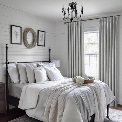 Grey Black Out Curtains 92 Inch Long for Living Room, Pinch Pleated Flax Linen Modern Insulated Drapes with Hooks Bedroom Curtain 92 Inch Length 2 Panels Set Soundproof Privacy Windows Burg(40"Wx92")