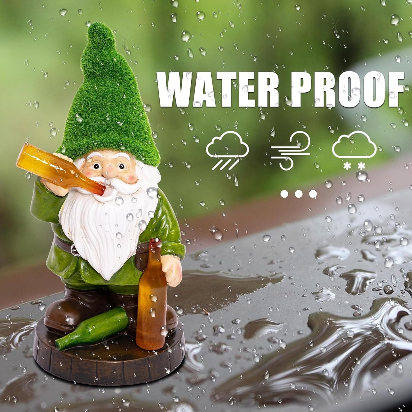 Topadorn Solar Gnome Garden Decor, Garden Gnome Sculptures with Solar LED Lights, 12'' Resin Outdoor Figurine for Yard Patio Decor Lawn Ornaments Porch Gifts