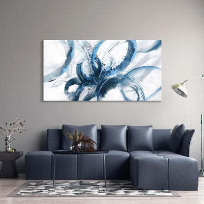 Large Canvas Wall Art Blue Abstract Pictures Wall Art for Living Room Paintings for Wall Decorations Bedroom Decor Aesthetic Framed Office Artwork Wall Decor 29×58in