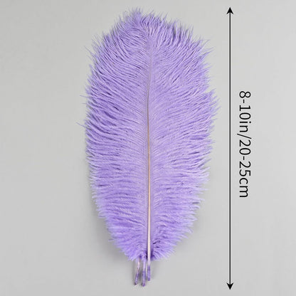 THARAHT Lavender Ostrich Feathers 24pcs Natural Bulk 8-10Inch 20cm-25cm for Crafts Wedding Party Centerpieces Flower Arrangement Easter Gatsbi and Home Decoration Feather
