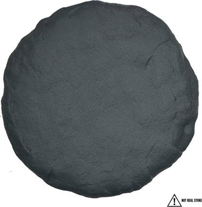 Ei Circular 15.5” Stepping Stones with Ground Stakes - Home or Garden Step Stones for Outdoor Walkway or Pathway Pavers - Resin Material (4, Slate Grey)