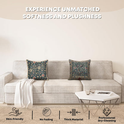 Charlotte Home Furnishings Throw Pillow Covers 16x16 in, Green Tree Decorative Couch Pillow Covers, Boho Decor European Tapestry Cushion Cases, Living Room Cozy Home Decor, Jacquard Woven Soft Cotton