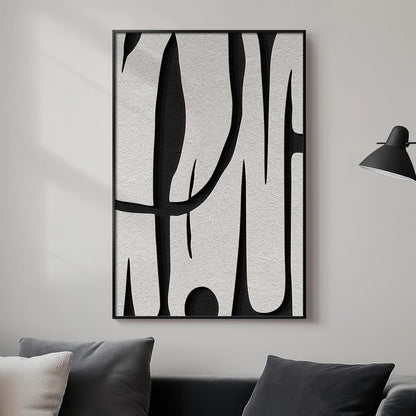 Framed Black and White Abstract Wall Art, Modern Large Canvas Paintings Artwork for Walls, Minimalist Abstract Lines Art Prints Pictures for Living Room Hallway Bedroom Office Bathroom Art Wall Decor 24x36 Inch