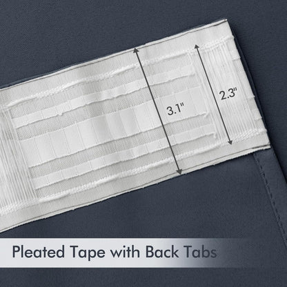 MIULEE Stone Blue Back Tab Blackout Curtains 72 Inch Length 2 Panels Set for Living Room Bedroom Privacy, Rod Pocket/Pinch Pleat Thermal Insulated Room Darkening Pleated Light Blocking Drapes