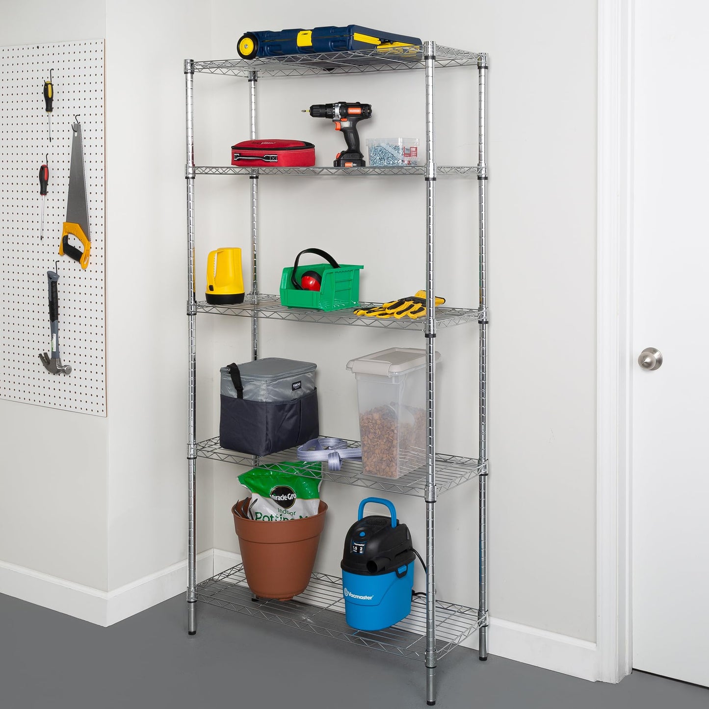 Honey-Can-Do 5-Tier Heavy Duty Adjustable Shelving Unit, 200-lb Per Shelf NSF Certified Metal