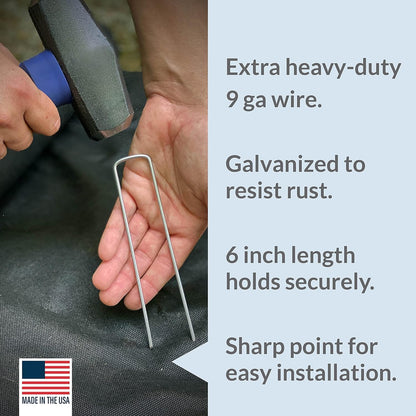 Pinnacle Mercantile 100 Pack Galvanized Garden Stakes Landscape Staples Extra Heavy Duty Sod Ground Anchors Anti Rust 6 inch Metal Pins 9 Gauge USA Made …