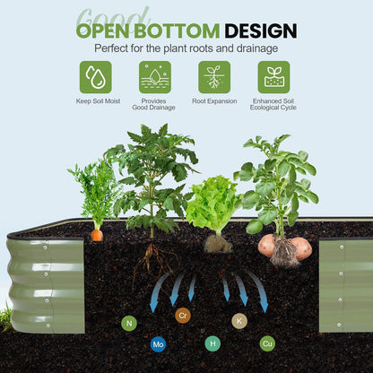 G GOOD GAIN 4-in-1 Adjustable Raised Garden Bed Kit | Galvanized Planter Boxes for Vegetables, Flowers | 12" Tall, Multiple Sizes (5x3x1ft, 4x4x1ft, 6x2x1ft, 7x1x1ft) | Outdoor Metal Raised Bed, Green