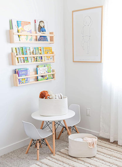 OrganiHaus Set of 3 Woven Storage Baskets for Organizing, Cotton Rope Organizer Bins for Shelves, Closet & Nursery, Dog Toy Basket, Decorative Bins for Toys, Towels & Books - 15x10x9, Off-White