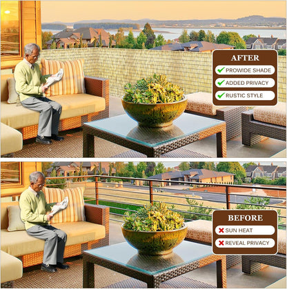 Natural Reed Fencing Rolls: Privacy Bamboo Fence 3/4/5/6ft High Roll Reed Screen, Decorative Bamboo Fencing for Outdoor Balcony Patio Garden Backyard,with Cable Zip Ties(Nature, 6x16.4ft)